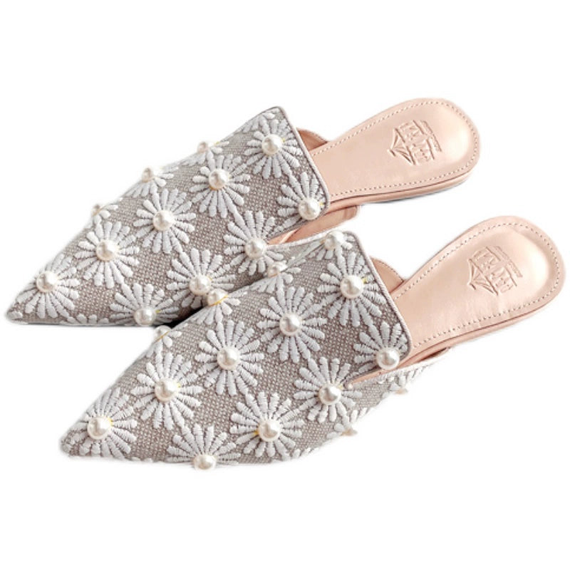 B-FEI pearl pointed toe flat heel-CAET.