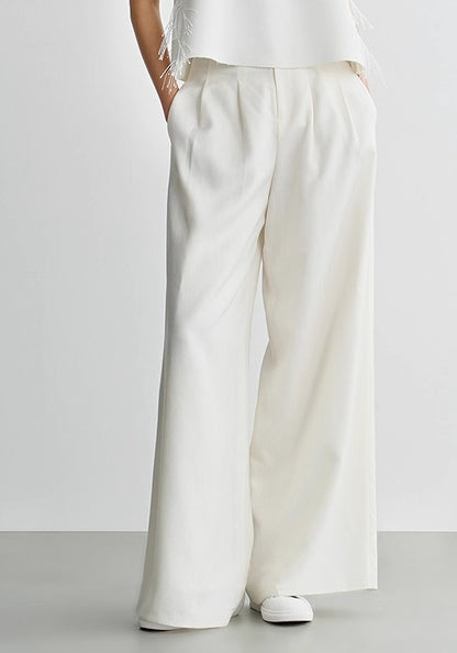 COMME MOI Lu Yan designer new women's triacetate white wide-leg pants - PROUD.