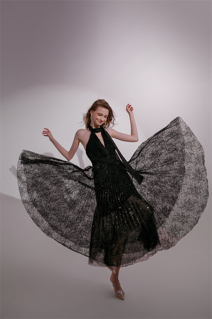 Wardrobes by Chen High End Black Halter Neck Sleeveless lbd Cocktail Dress-Blackie