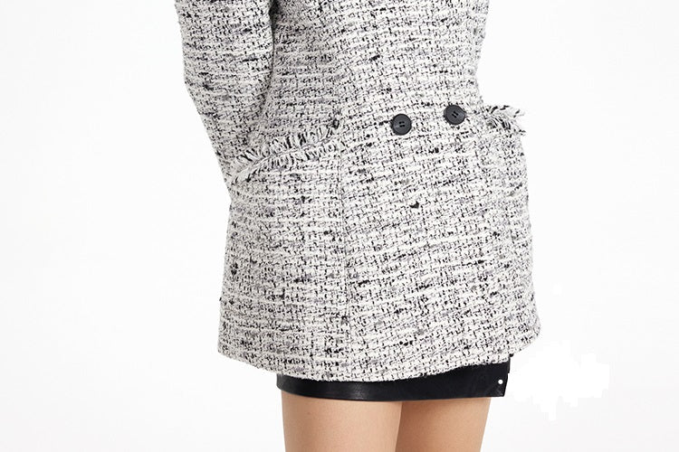 TINY IN tweed wool long sleeve coat-SAKI.