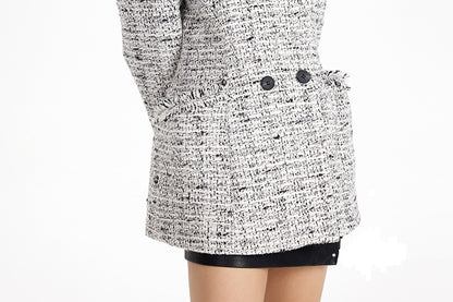 TINY IN tweed wool long sleeve coat-SAKI.