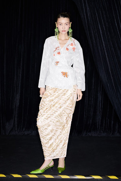 M essential Ma Kai designer Jinghui embroidered fabric upright structure long skirt - WINDA.