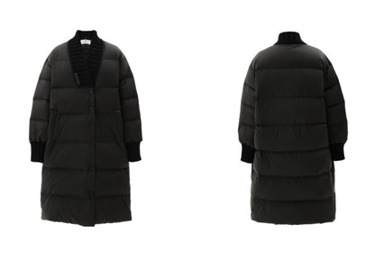 ZHUCHONGYUN black ink ribbed collar long puffer jacket-SUKEHIRO.