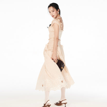 FAME rococo embroidered beaded dress long skirt - AVA