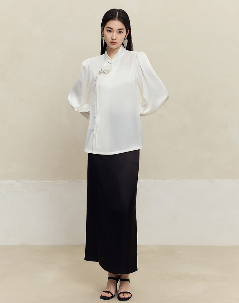HECO acetate drape feeling thin long skirt women - great.