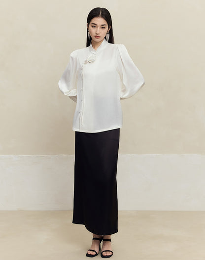 HECO acetate drape feeling thin long skirt women - great.