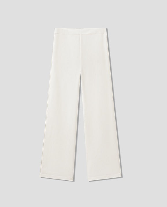 COMME MOI Lu Yan designer's new women's off-white silk texture straight-leg pants - AUTUMN.