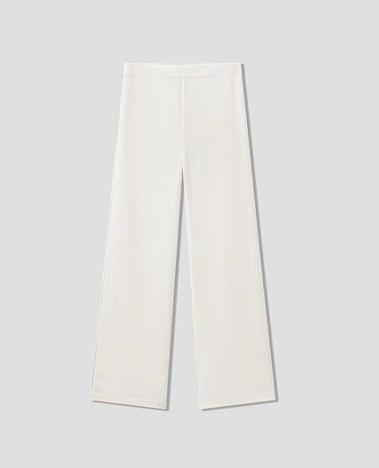 COMME MOI Lu Yan designer's new women's off-white silk texture straight-leg pants - AUTUMN.
