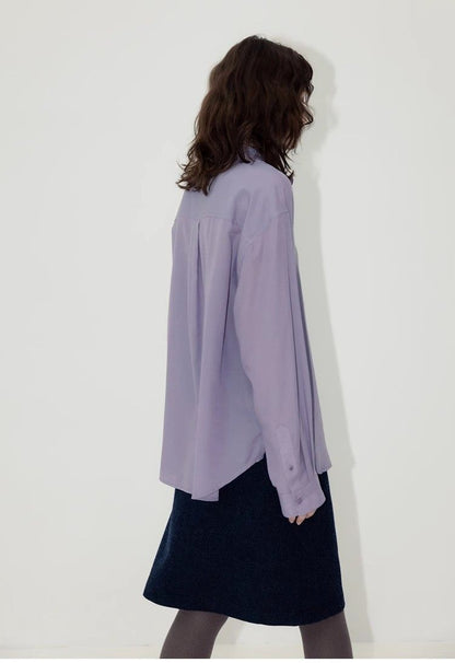 Nothing Written Long Sleeve Slightly Translucent Lavender Purple Shirt-KATE.