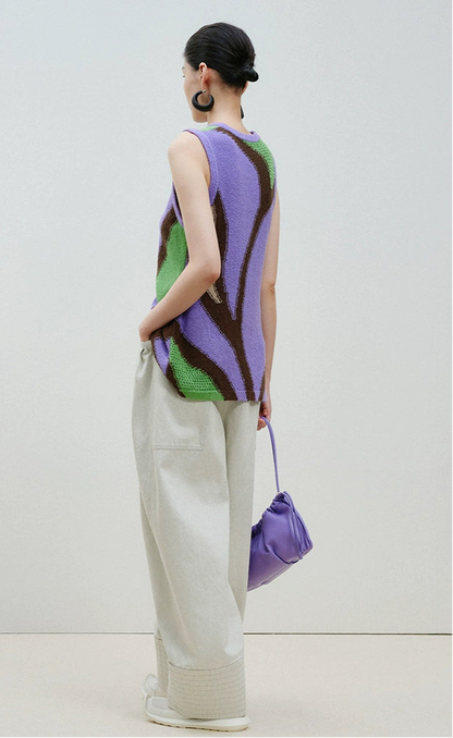 ZHUCHONGYUN Flower Draft Textured Crew Neck Vest--SUZUMIYA.