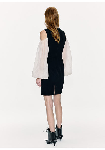 ATELIER MISS LU Off-the-shoulder Sleeve Cinched Waist Dress - CAROLINE