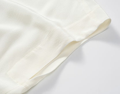 COMME MOI commuter lapel mulberry silk small capped sleeve top - MAP.