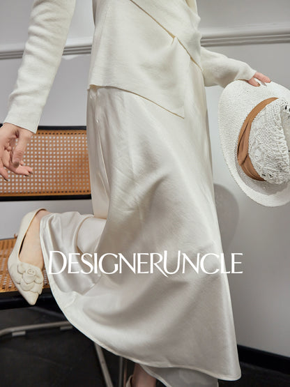 DGU "Yelan" high-waisted black mid-length skirt - HUNTIX.