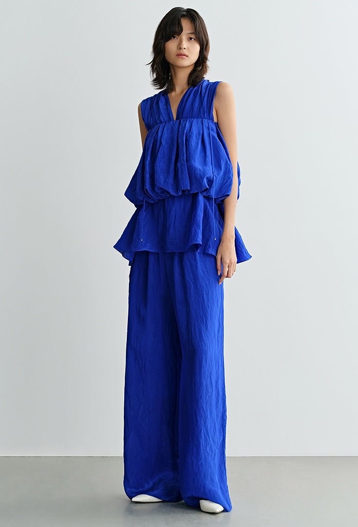 COMME MOI  summer women's bubble short top- ANDREW.