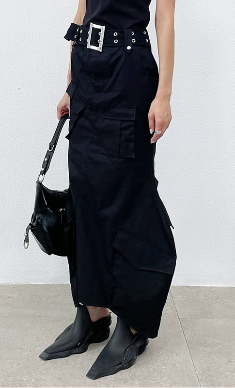 ANNAKIKI  geometric split workwear style skirt - JIHYO.