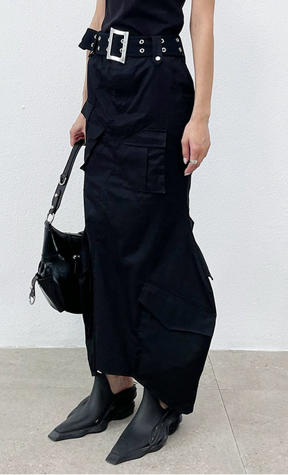 ANNAKIKI  geometric split workwear style skirt - JIHYO.