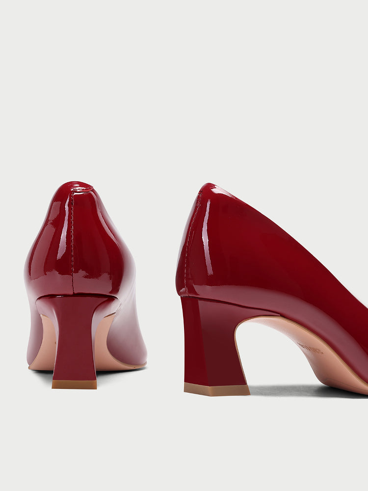 Pjjuu R Square Buckle V Red Block Heel  - CALEB