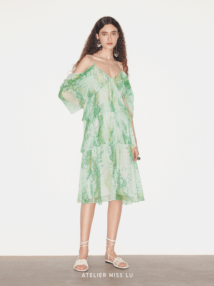 ATELIER MISS LU layered panelled off-the-shoulder slip dress - MICAH