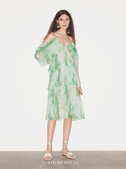 ATELIER MISS LU layered panelled off-the-shoulder slip dress - MICAH