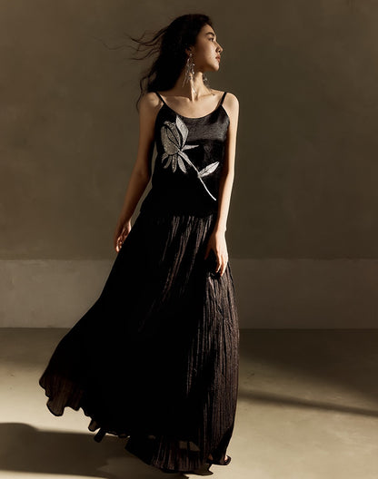 HECO 100% acetate rose embroidered black white camisole - faith.