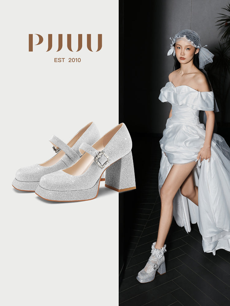 pjjuu thick-soled Mary Jane High Heel - TANG