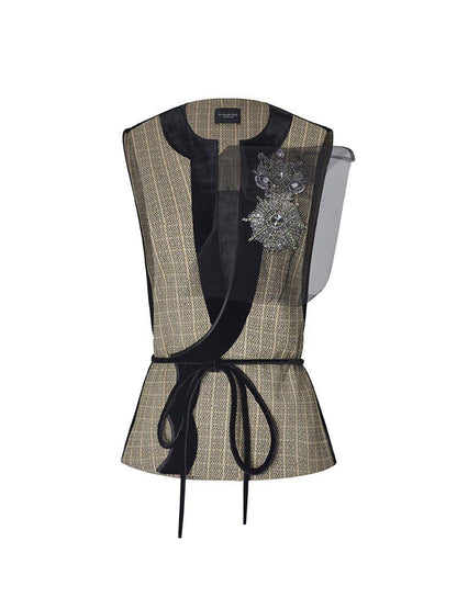 M essential Mackay designer multi-layered embroidered ethnic vest - jack.