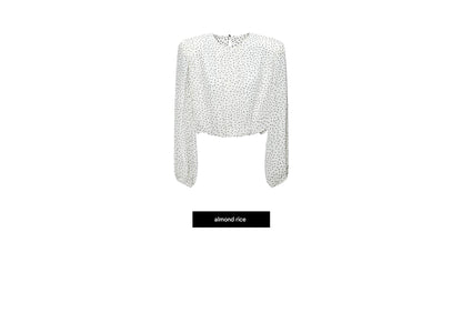 WANGXO Chiffon Blouse with Custom Velvet Polka Dot Print - MAEVE.