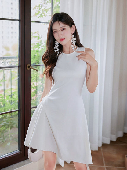 DOLLY Elegant Retro Style Crew Neck Sleeveless Slim Fit High Waist Dinner Dress-KIRSTEN