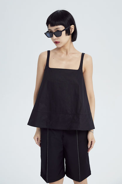 TINY IN double-sleeved vest two-piece women's two wear black Top-LIGHT