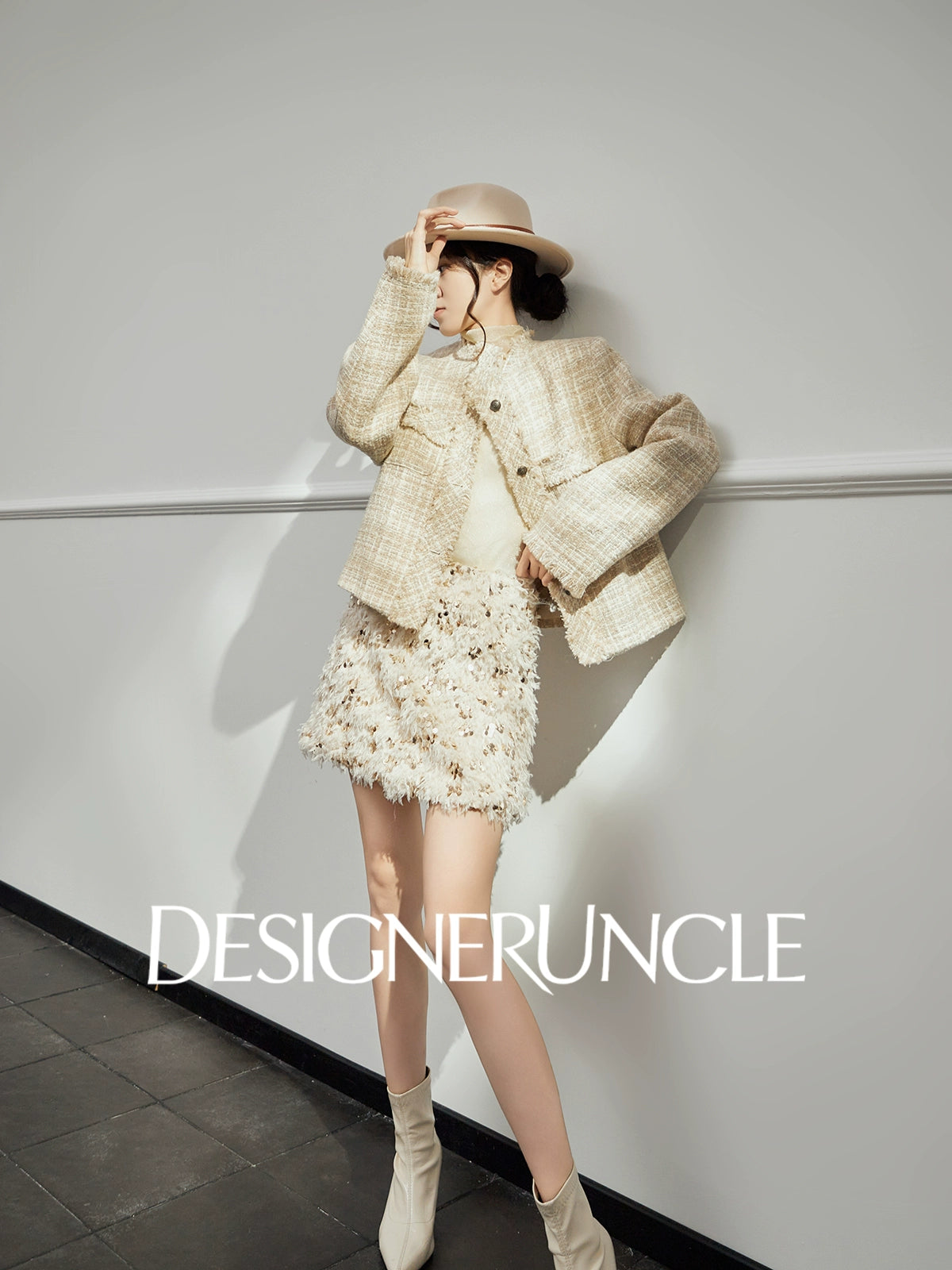 DGU "Shallow Yin" apricot jacket high-end small fragrance temperament design top - Noa.