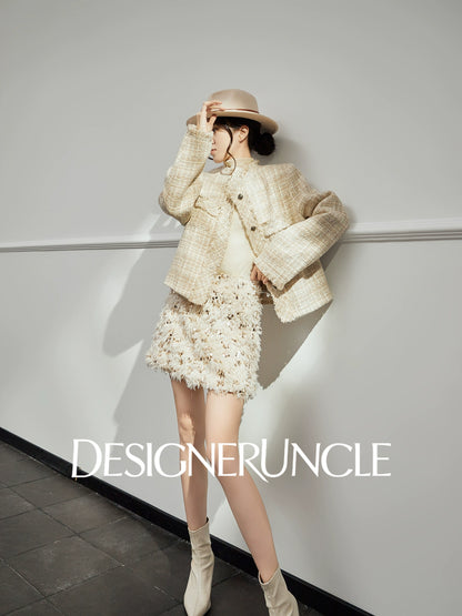 DGU "Shallow Yin" apricot jacket high-end small fragrance temperament design top - Noa.