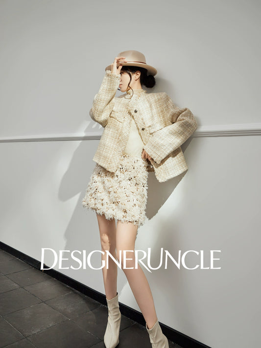 DGU "Shallow Yin" apricot jacket high-end small fragrance temperament design top - Noa.