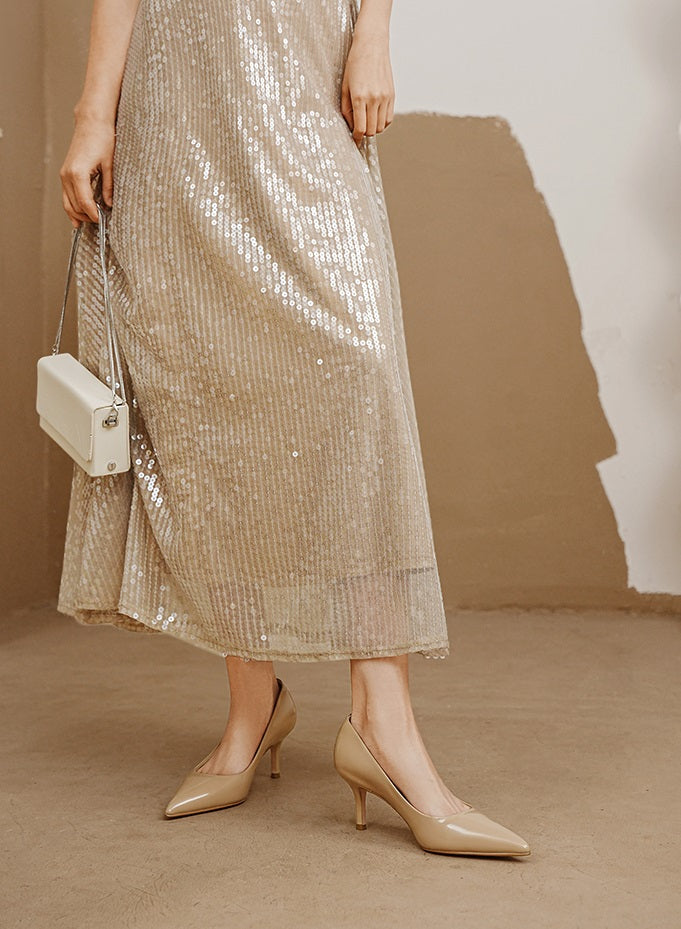 49.	pjjuu nude pointed women's stiletto heels- FERA