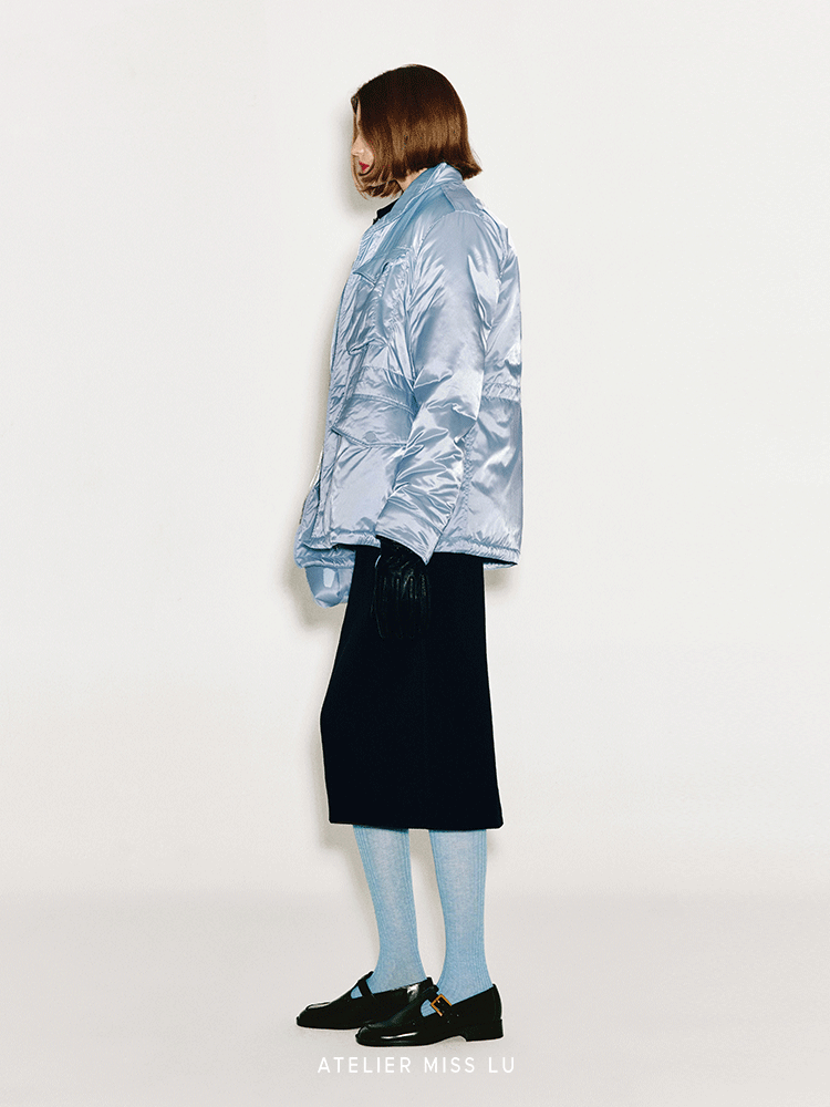 ATELIER MISS LU Sheep Wool High-waisted Straight Skirt - HYACINTH