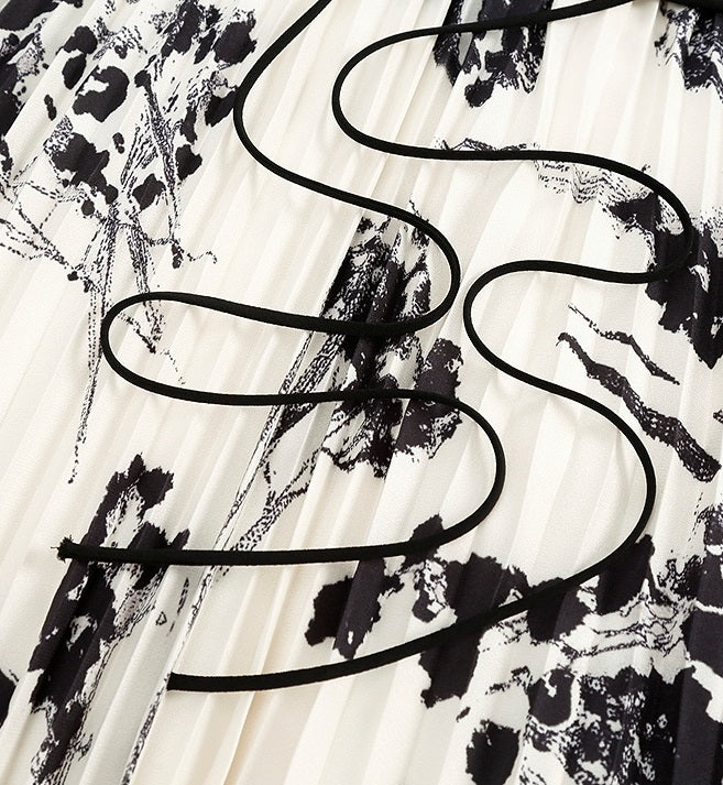 COMME MOI  resort style spliced strap bandeau print dress - SCARLET.