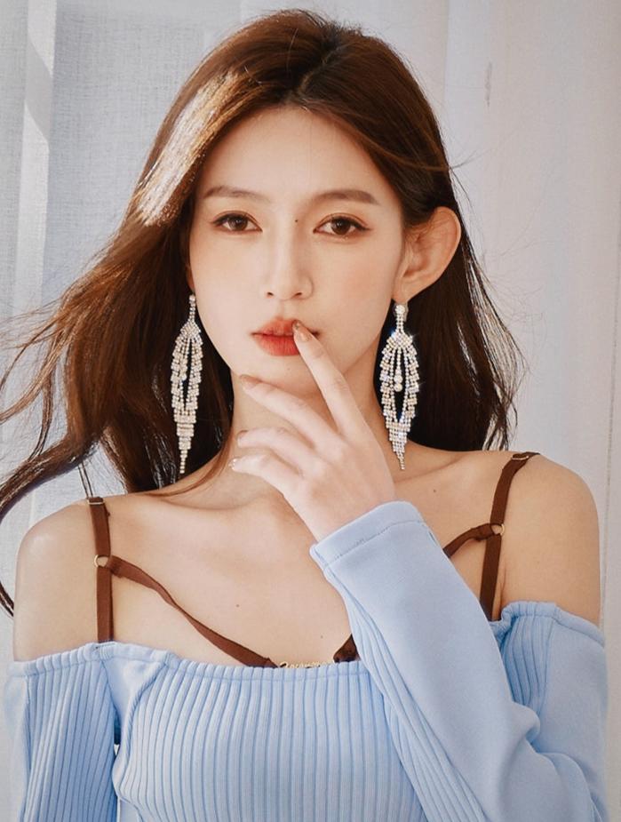 DOLLY Luxury Sparkling Full Diamond Chic Tassel Earring-CAROL