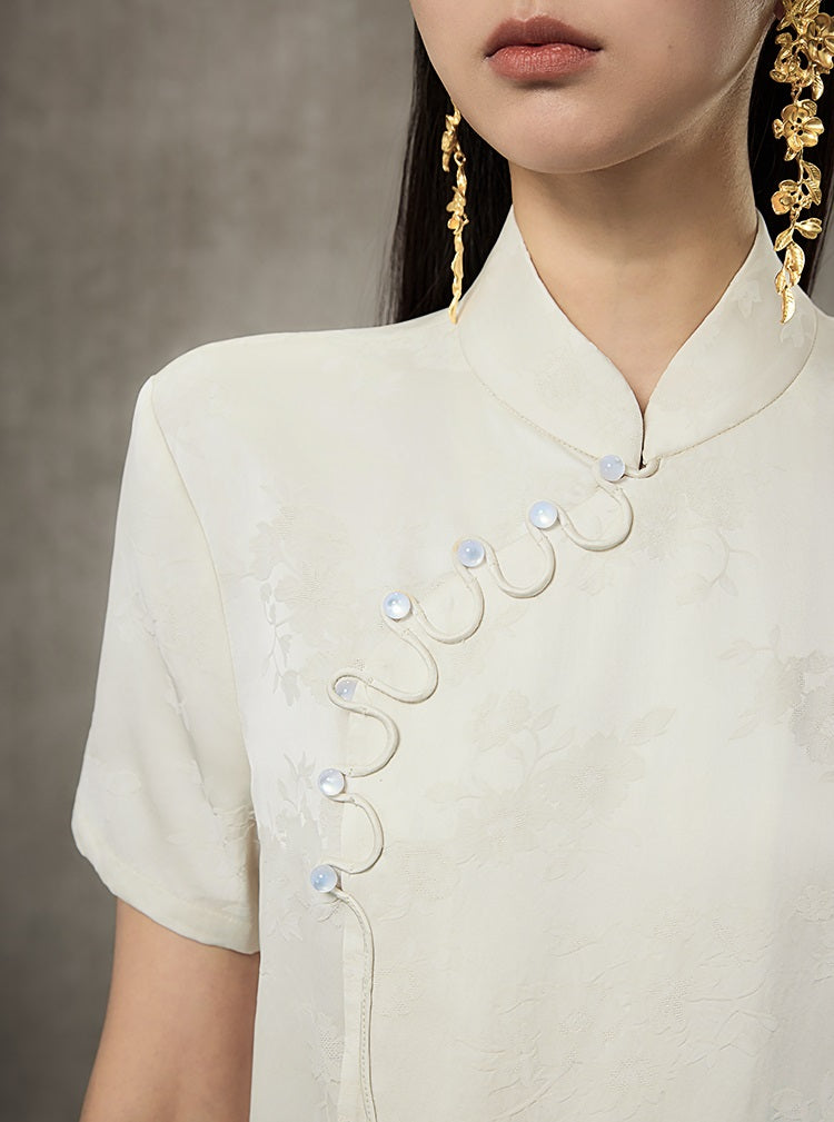 HECO Flower Branch Dark Pattern Short Sleeve Collar Shirt - CHANTS.