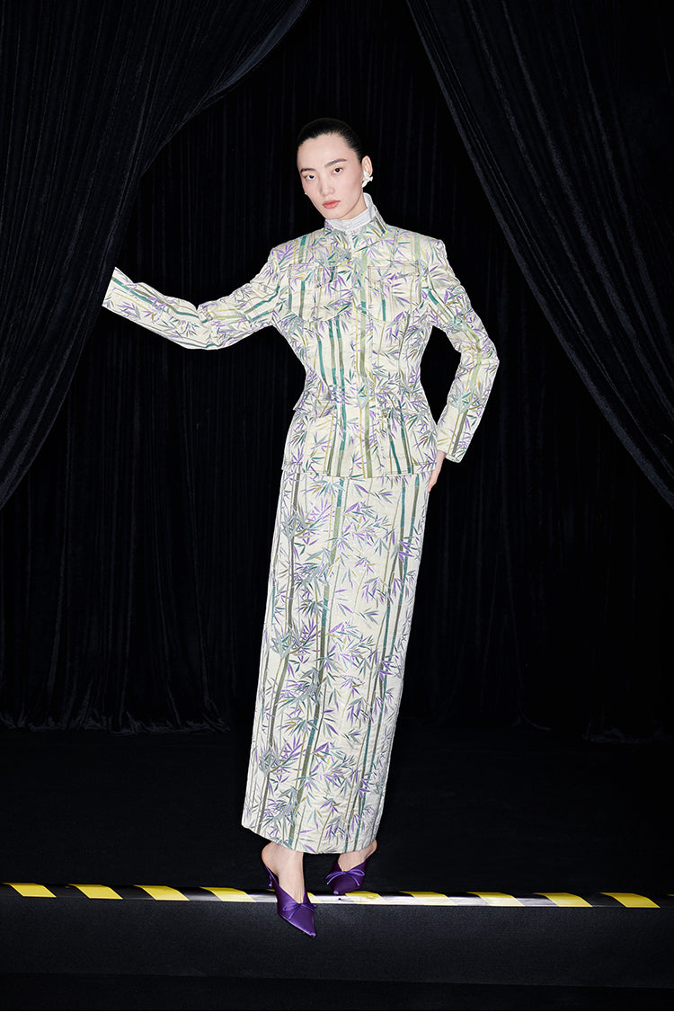 M essential Mackay designer jacquard tunic jacket pencil skirt suit set - Qizhu