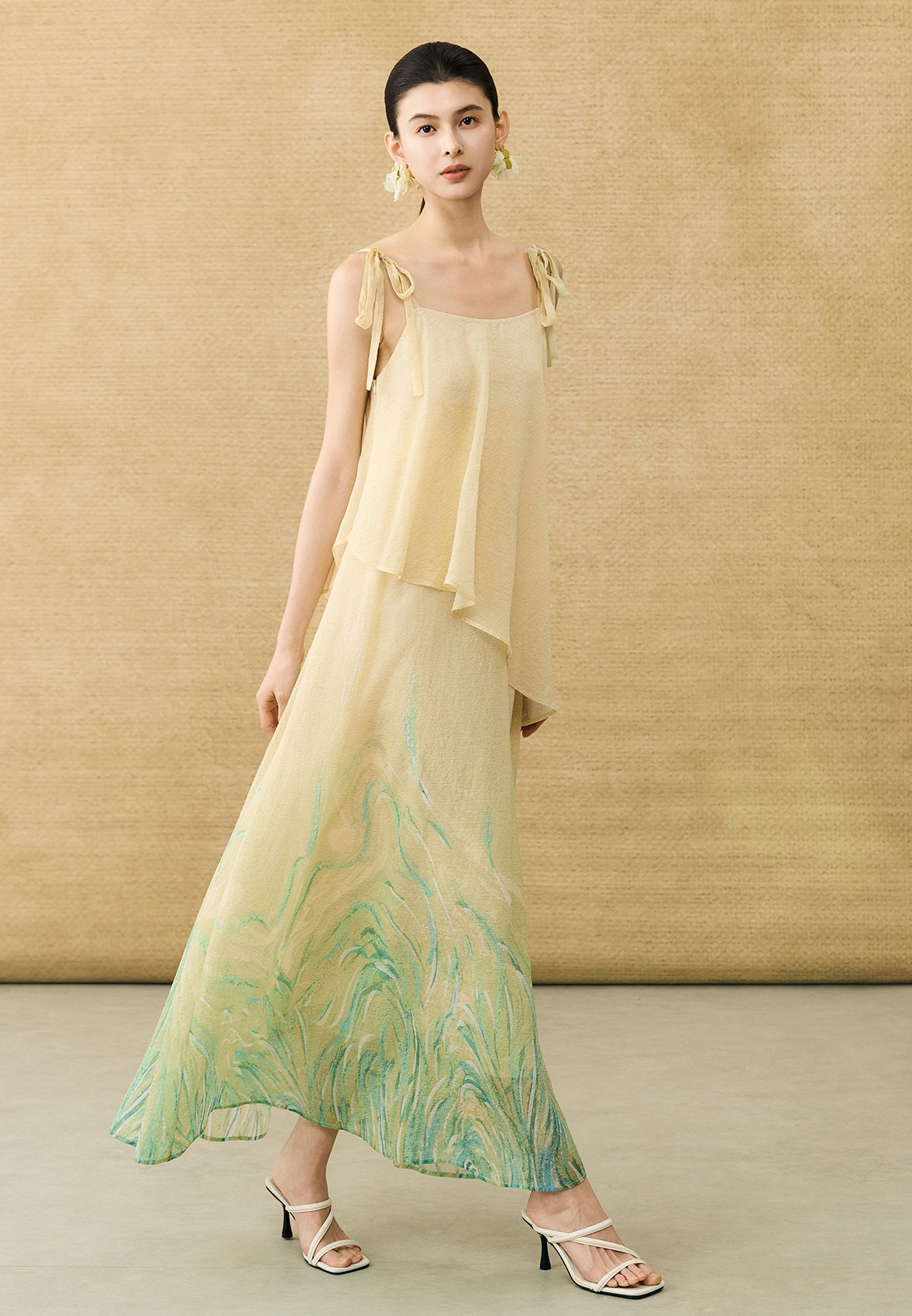 HECO Chinese Layered  Summer Smudge Temperament Long dress- ZING.