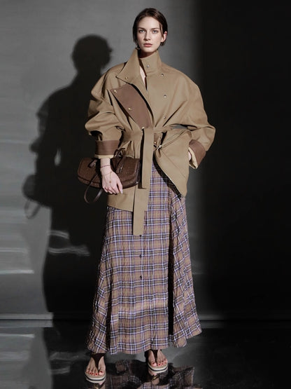 PIAOIN British Style Pattern Design A-Line Women's Fashionable Pleated Skirt -CHARLOTTE