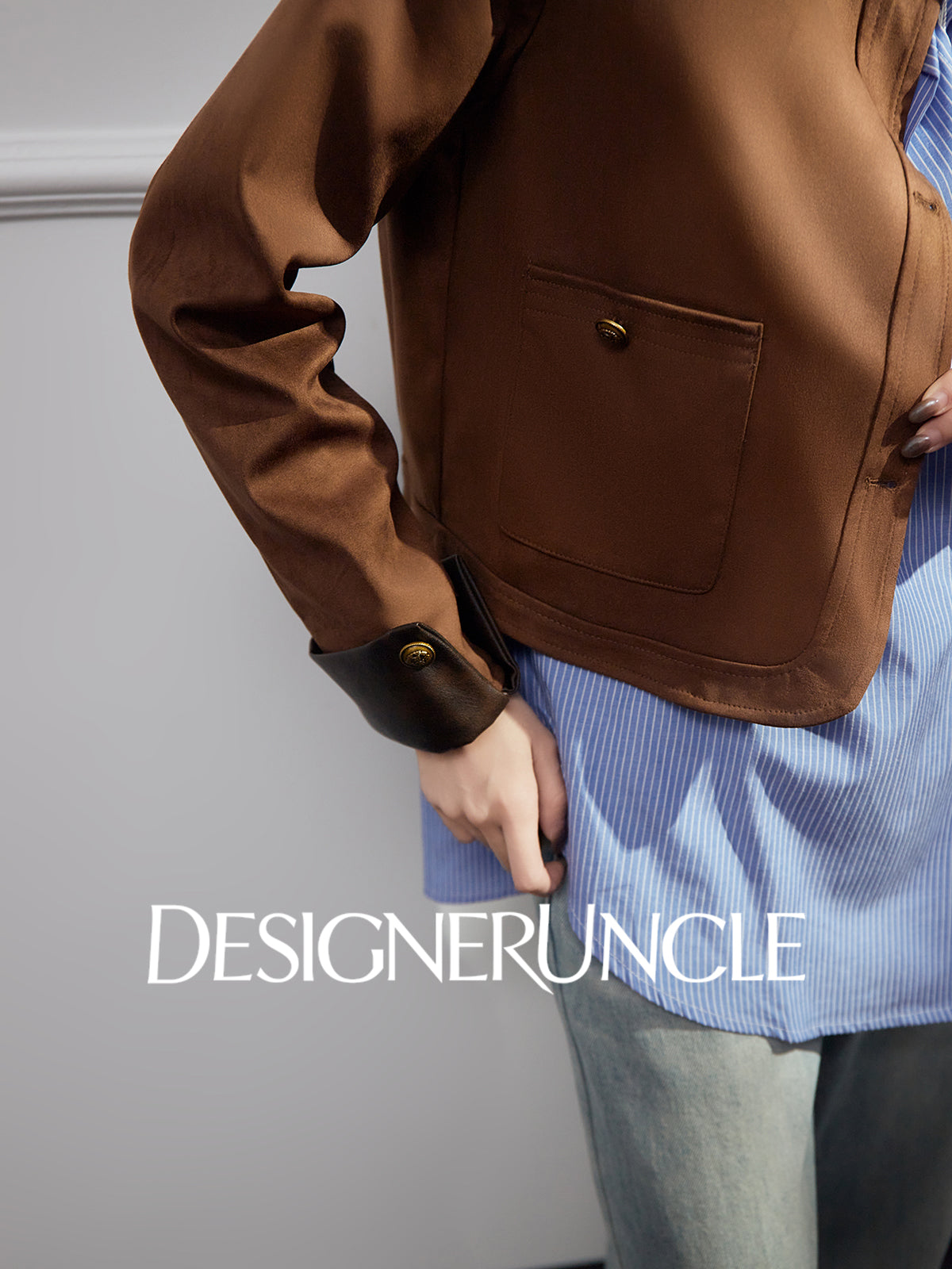 DGU| Coffee Retro Lapel Design Sense Fashion Niche Light Luxury Niche Top Jacket - HOLY.
