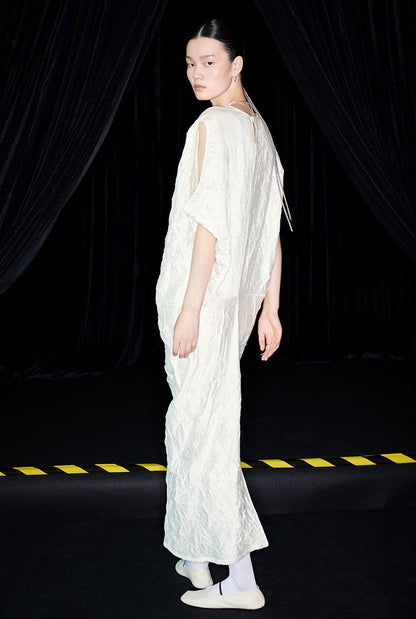 M essential Mackay designer Comfort pressed pleated irregular cut dress - calc.