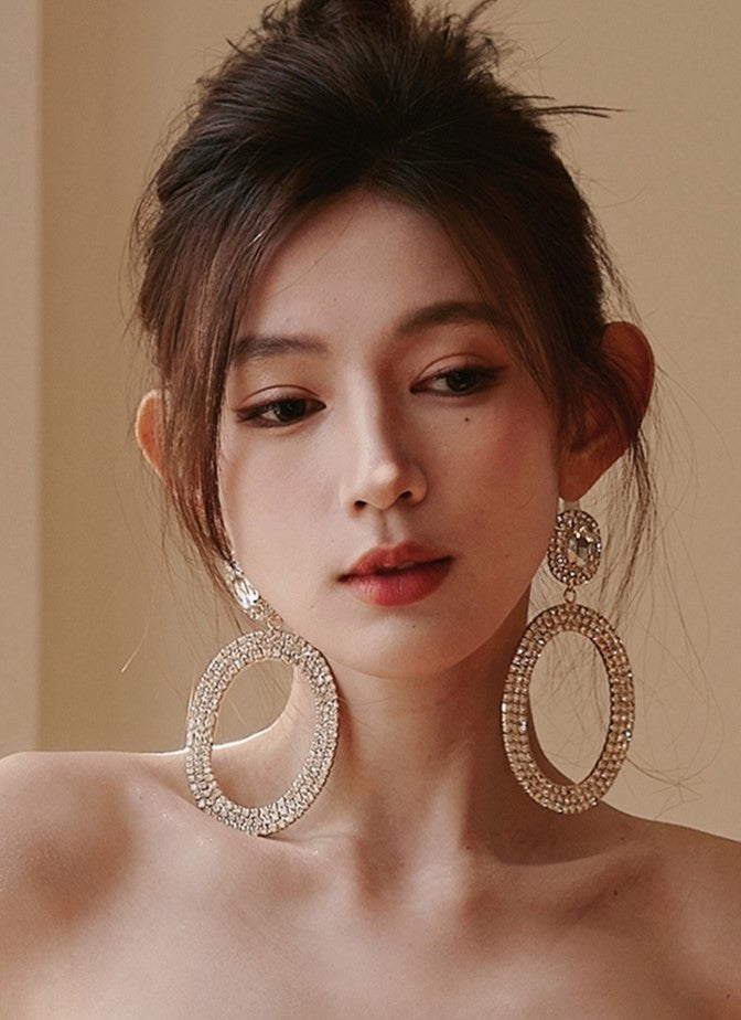 DOLLY Luxury Full Diamond Round Chic Earrings-GRACE