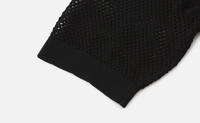 ZHUCHONGYUN black mesh short sleeves assymetrical hemline top-GRANT.