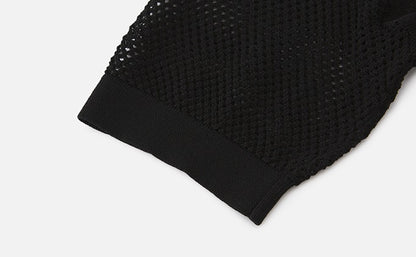 ZHUCHONGYUN black mesh short sleeves assymetrical hemline top-GRANT.