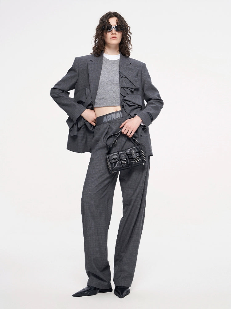 ANNAKIKI Women's Niche Wool Irregular Shape Blazer Jacket-HIROSHI