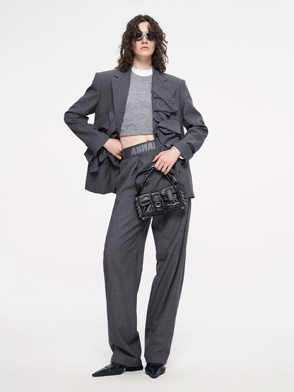 ANNAKIKI Women's Niche Wool Irregular Shape Blazer Jacket-HIROSHI
