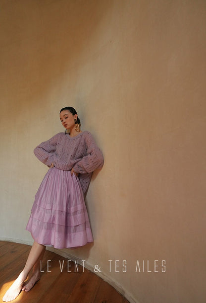 LE VENT&TES AILES French romantic luxury full midi summer skirt -RINA