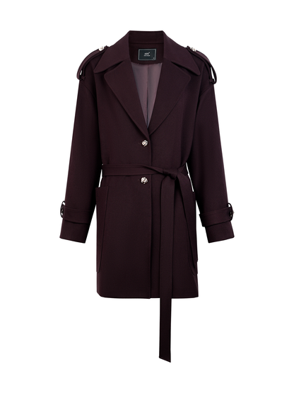AUI Mocha Mousse Suit Collar Trench Coat Jacket - Hana!