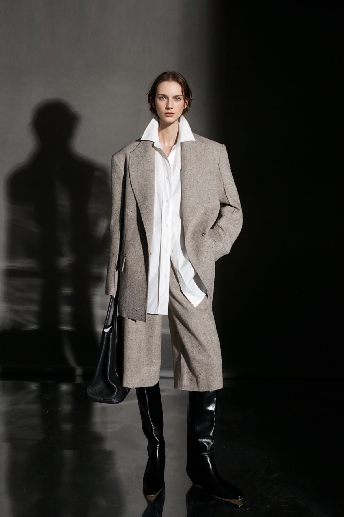 PIAOIN Retro Blazer Wool Jacket Women's Niche Suit Top Commuter Versatile- BEX